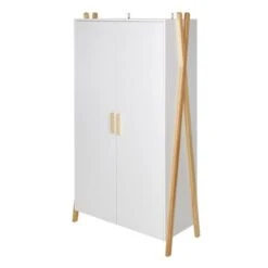 Armoire Enfant - Pin Massif Et MDF - Blanc/naturel - Style Scandinave - L 46 Cm