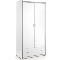 Armoire 2 Portes 1 Tiroir Bois Blanc Bonny