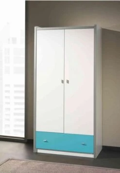 Armoire 2 Portes 1 Tiroir Bois Blanc Et Turquoise Bonny -Lexibook Magasin armoire 2 portes 1 tiroir bois blanc et turquoise bonny 5420070216807 268587