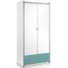 Armoire 2 Portes 1 Tiroir Bois Blanc Et Turquoise Bonny -Lexibook Magasin armoire 2 portes 1 tiroir bois blanc et turquoise bonny 5420070216807 692679