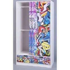 Armoire 2 Portes Coullissante Pin Massif Imprimé Graffiti Fitti -Lexibook Magasin armoire 2 portes coullissante pin massif imprime graffiti fitti 4010340274708 20733