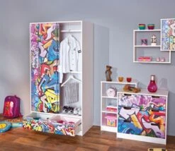 Armoire 2 Portes Coullissante Pin Massif Imprimé Graffiti Fitti -Lexibook Magasin armoire 2 portes coullissante pin massif imprime graffiti fitti 4010340274708 20734