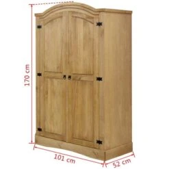 Armoire 2 Portes Pin Massif Ciré Naturel Mexica -Lexibook Magasin armoire 2 portes pin massif cire naturel mexica 3666722585620 246362