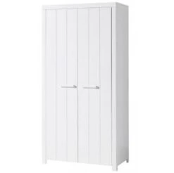 Armoire 2 Portes Pin Massif Laqué Blanc Erik