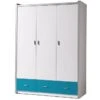 Armoire 3 Portes 3 Tiroirs Bois Blanc Et Turquoise Bonny -Lexibook Magasin armoire 3 portes 3 tiroirs bois blanc et turquoise bonny 5420070216975 692696