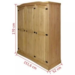 Armoire 3 Portes Pin Massif Ciré Naturel Mexica 11 Armoire 3 Portes Pin Massif Ciré Naturel Mexica -Lexibook Magasin armoire 3 portes pin massif cire naturel mexica 3666722588461 246357