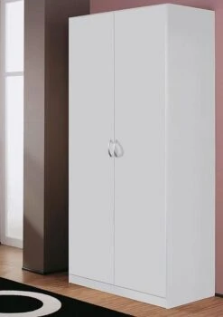 Armoire Blanche 2 Portes Battantes 3 étagères Kaze -Lexibook Magasin armoire blanche 2 portes battantes 3 etageres kaze 105086