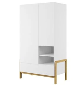 Armoire Enfant Scandinave Blanche Et Pieds En Bois De Chêne Vanka