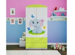 Armoire Verte 2 Portes Enfant Petit éléphant Drimy