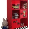 Bibliothèque 3 Portes 3 Niches Bois Rouge Cara L 76 Cm -Lexibook Magasin bibliotheque 3 portes 3 niches bois rouge car beds l 76 cm 5420070211093 92402