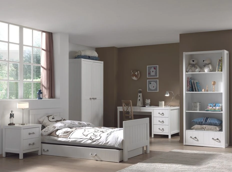 Bibliothèque 4 Niveaux 1 Tiroir Bois Laqué Blanc Lewis 4 Bibliothèque 4 Niveaux 1 Tiroir Bois Laqué Blanc Lewis – Image 2