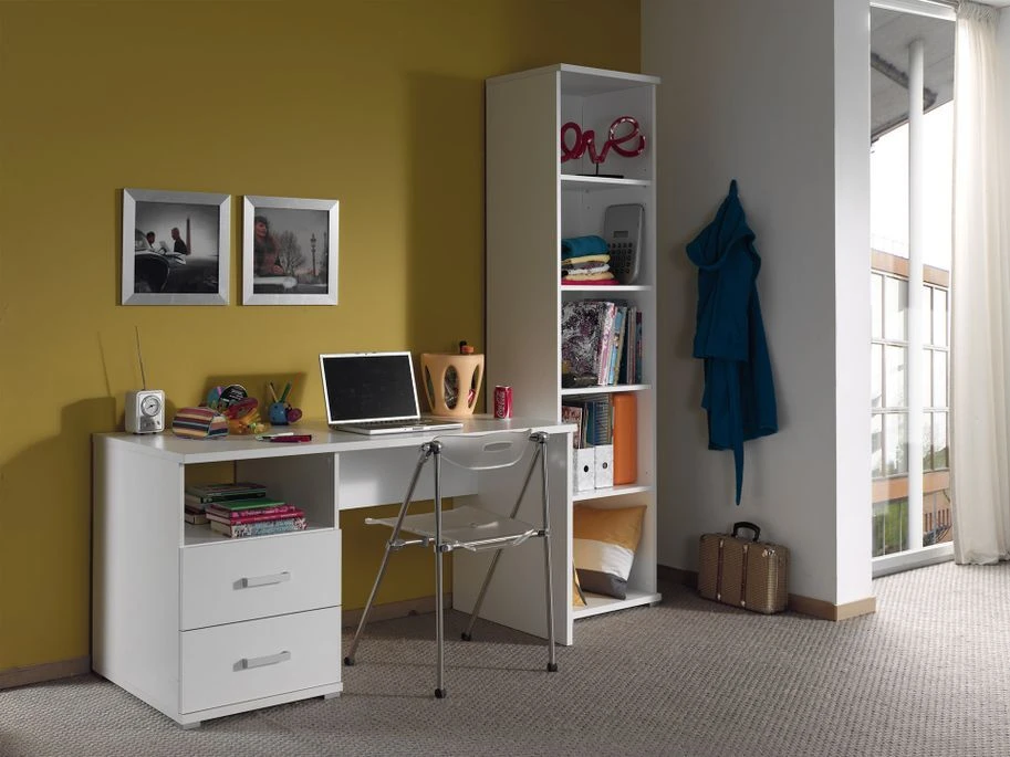 Bibliothèque 5 Niveaux Bois Laqué Blanc Milani 4 Bibliothèque 5 Niveaux Bois Laqué Blanc Milani – Image 2