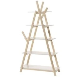 Bibliothèque Enfant 5 Niveaux Laqué Blanc Et Pin Massif Clair Kiddy
