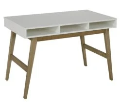 BUreau Enfant Bois Laqué Blanc Et Pieds Hêtre Massif Nandy