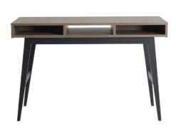 BUreau Enfant Chêne Foncé Et Pieds Hêtre Massif Noir Nandy