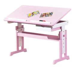 Bureau Inclinable Bois Rose Et Blanc Rubi