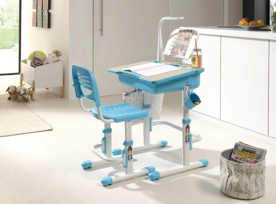 Bureau Inclinable Réglable Bois Et Métal Bleu Et Bois Clair Comfortline 4 Bureau Inclinable Réglable Bois Et Métal Bleu Et Bois Clair Comfortline – Image 2