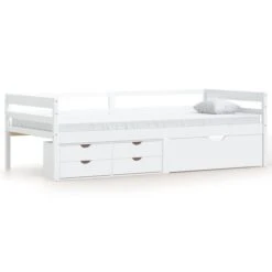Lit Banquette Avec Tiroirs Et Armoire Blanc Bois De Pin 90x200cm