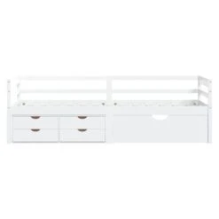 Lit Banquette Avec Tiroirs Et Armoire Blanc Bois De Pin 90x200cm -Lexibook Magasin cadre de lit avec tiroirs et armoire blanc bois de pin 90x200cm 3666722222419 1136539