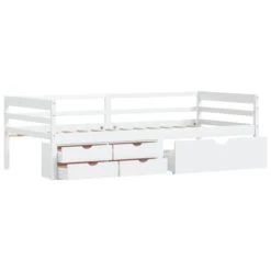 Lit Banquette Avec Tiroirs Et Armoire Blanc Bois De Pin 90x200cm -Lexibook Magasin cadre de lit avec tiroirs et armoire blanc bois de pin 90x200cm 3666722222419 1136542