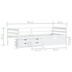 Lit Banquette Avec Tiroirs Et Armoire Blanc Bois De Pin 90x200cm -Lexibook Magasin cadre de lit avec tiroirs et armoire blanc bois de pin 90x200cm 3666722222419 1136545