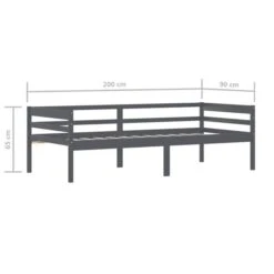 Lit Banquette Gris Foncé Bois De Pin Massif 90x200 Cm -Lexibook Magasin cadre de lit gris fonce bois de pin massif 90x200 cm 3666722222433 1136525