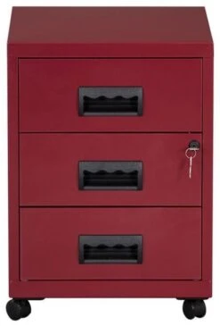 Caisson Sur Roulettes 3 Tiroirs Métal Rouge Nacré Capeo -Lexibook Magasin caisson sur roulettes 3 tiroirs metal rouge nacre capeo 3219090950202 353494