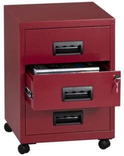Caisson Sur Roulettes 3 Tiroirs Métal Rouge Nacré Capeo -Lexibook Magasin caisson sur roulettes 3 tiroirs metal rouge nacre capeo 3219090950202 353496