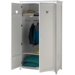 Chambre 5 Pièces Lit Baldaquin Sommier Voile Chevet Et Armoire 2 Portes Bois Laqué Blanc Cœur 90x200 Cm -Lexibook Magasin chambre 5 pieces lit baldaquin sommier voile chevet et armoire 2 portes bois laque blanc c ur 90x200 cm 5420070224987 691568