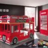 Chambre Enfant 2 Pièces Lit Superposé Bus 90x200 Cm Et Armoire Bois Laqué Rouge Londres -Lexibook Magasin chambre enfant 2 pieces lit superpose bus 90x200 cm et armoire bois laque rouge car beds 5420070217705 92409
