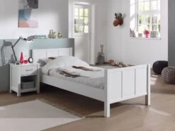 Chambre Enfant 2 Pièces Pin Massif Blanc Carly 90x200 Cm