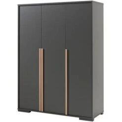 Chambre Enfant 4 Pièces Lit Chevet Bureau Et Armoire 3 Portes Bois Hêtre Gris Anthracite London 90x200 Cm -Lexibook Magasin chambre enfant 4 pieces lit chevet bureau et armoire 3 portes bois hetre gris anthracite london 90x200 cm 5420070233422 690057