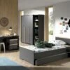 Chambre Enfant 4 Pièces Lit Chevet Bureau Et Armoire 3 Portes Bois Hêtre Gris Anthracite London 90x200 Cm -Lexibook Magasin chambre enfant 4 pieces lit chevet bureau et armoire 3 portes bois hetre gris anthracite london 90x200 cm 5420070233422 695976