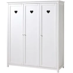 Chambre Enfant 4 Pièces Lit Chevet Bureau Et Armoire 3 Portes Bois Laqué Blanc Cœur 90x200 Cm -Lexibook Magasin chambre enfant 4 pieces lit chevet bureau et armoire 3 portes bois laque blanc c ur 90x200 cm 5420070215602 691069