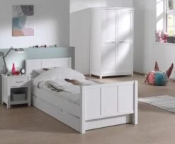 Chambre Enfant 4 Pièces Pin Massif Blanc Carly 90x200 Cm 3