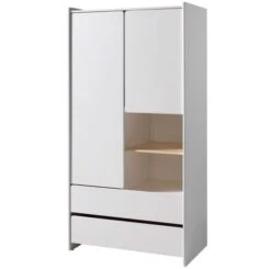 Chambre Enfant 5 Pièces Lit Chevet Bureau Bibliothèque Et Armoire 2 Portes Laqué Blanc Et Pin Clair Kiddy -Lexibook Magasin chambre enfant 5 pieces lit chevet bureau bibliotheque et armoire 2 portes laque blanc et pin clair kiddy 5420070228435 692039