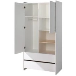 Chambre Enfant 5 Pièces Lit Chevet Bureau Bibliothèque Et Armoire 2 Portes Laqué Blanc Et Pin Clair Kiddy -Lexibook Magasin chambre enfant 5 pieces lit chevet bureau bibliotheque et armoire 2 portes laque blanc et pin clair kiddy 5420070228435 692040