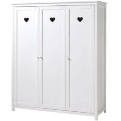 Chambre Enfant 5 Pièces Lit Sommier Chevet Bureau Et Armoire 3 Portes Bois Laqué Blanc Cœur 90x200 Cm -Lexibook Magasin chambre enfant 5 pieces lit sommier chevet bureau et armoire 3 portes bois laque blanc c ur 90x200 cm 5420070224925 691522