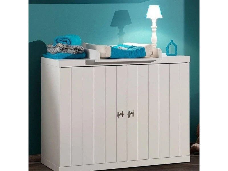 Commode 2 Portes Bois Laqué Blanc Robin 4 Commode 2 Portes Bois Laqué Blanc Robin – Image 2