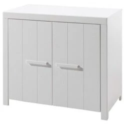 Commode 2 Portes Pin Massif Laqué Blanc Erik