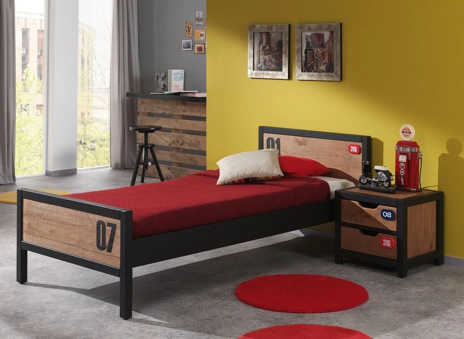 Commode 4 Tiroirs Pin Massif Foncé Et Noir Alex 6 Commode 4 Tiroirs Pin Massif Foncé Et Noir Alex – Image 4