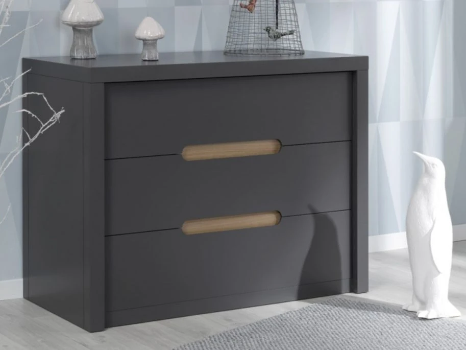 Commode Enfant 3 Tiroirs Grise Et Bois Clair Milo 3 Commode Enfant 3 Tiroirs Grise Et Bois Clair Milo