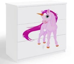 Commode Enfant Blanche Licorne 80 Cm