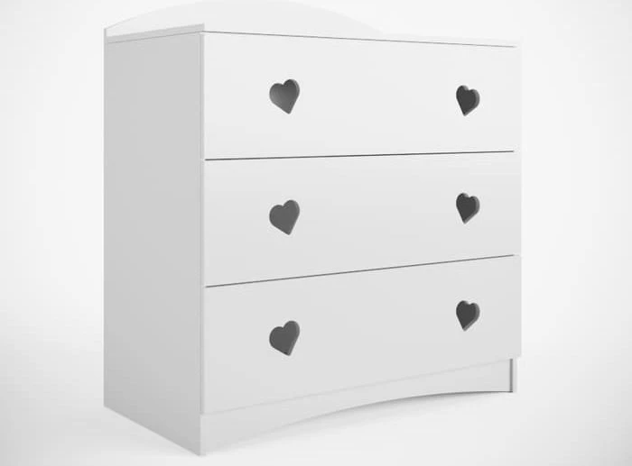 Commode Enfant Blanche Ornée De Cœurs 3 Tiroirs Myra 5 Commode Enfant Blanche Ornée De Cœurs 3 Tiroirs Myra – Image 3