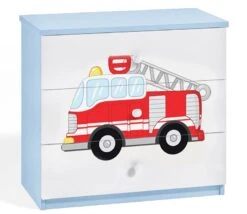 Commode Enfant Bleue Camion De Pompier 80 Cm