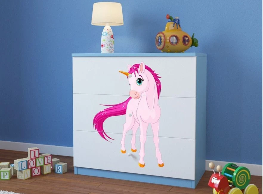 Commode Enfant Bleue Licorne 80 Cm 3 Commode Enfant Bleue Licorne 80 Cm