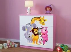 Commode Enfant Rose Zoo 80 Cm
