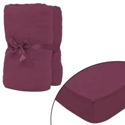 Drap-housse 2 Pcs Jersey De Coton 140x200-160x200 Cm Bordeaux