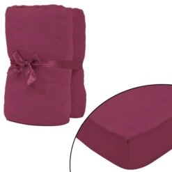 Drap-housse 2 Pcs Jersey De Coton 90x190-100x200 Cm Bordeaux