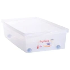 EDA PLASTIQUE Coffre De Rangement Dessous De Lit 33 L Avec Roulettes - Naturel - 72,7 X 39,5 X 17 Cm
